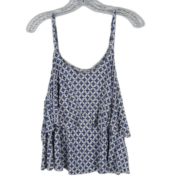 Forever 21 Plus 1X Layered Crop Tank Blue Floral Geometric Pre-owned - Picture 5 of 5